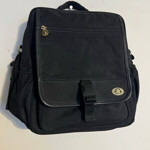 Stylish Black Men's Backpack with Logo Accent